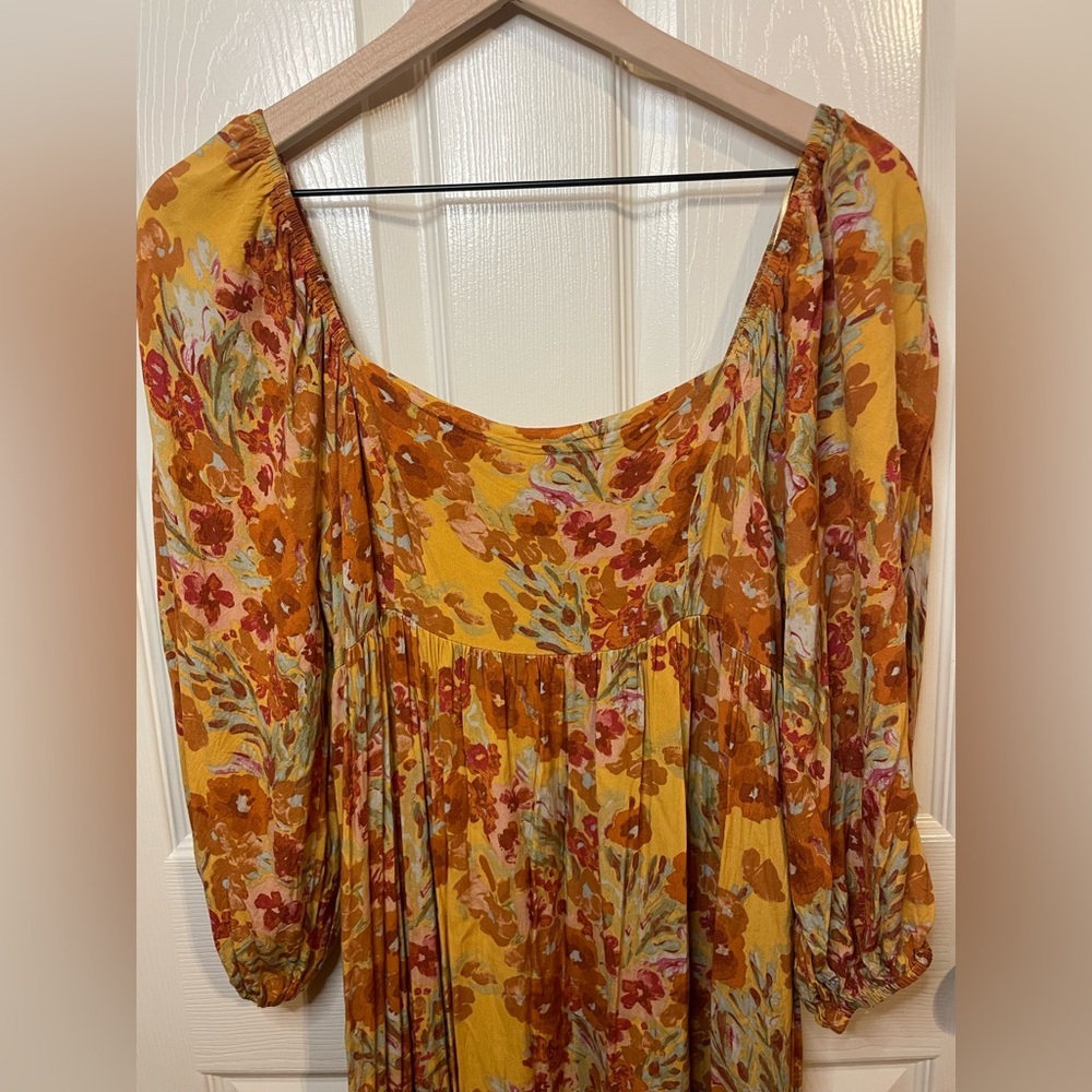 Vestique Whimsical Cottagecore Floral Poppy 3/4 Sleeve Maxi Dress Size Medium - Picture 5 of 10
